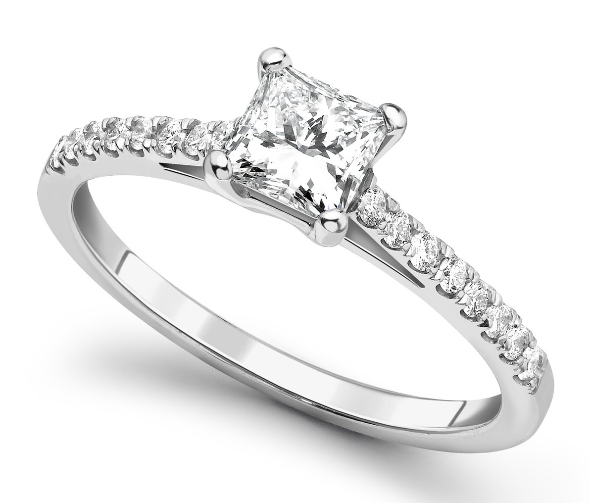 Princess Cut 4 Claw White Gold Diamond Engagement Ring CRC685  Main Image