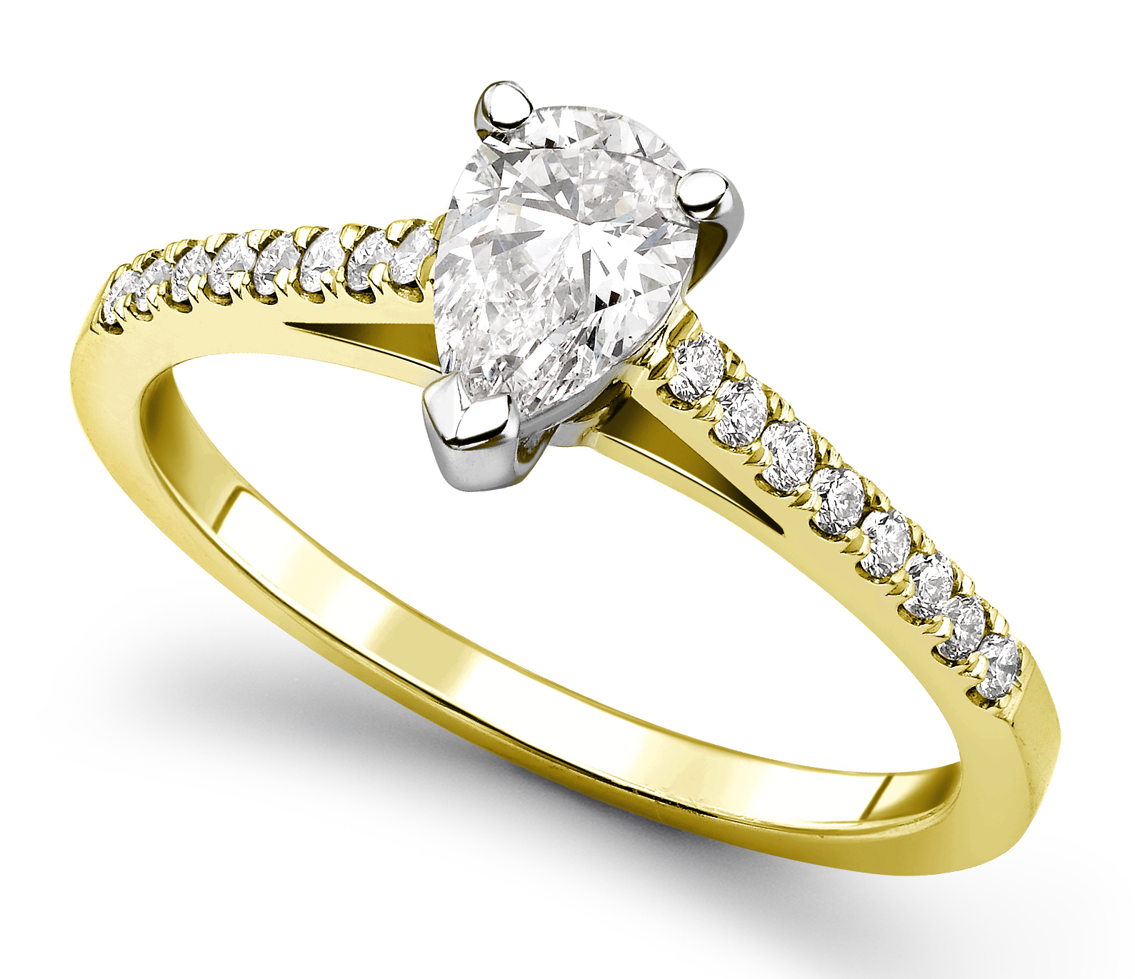 Pear Shape 3 Claw Yellow Gold Diamond Engagement Ring CRC698YG Main Image