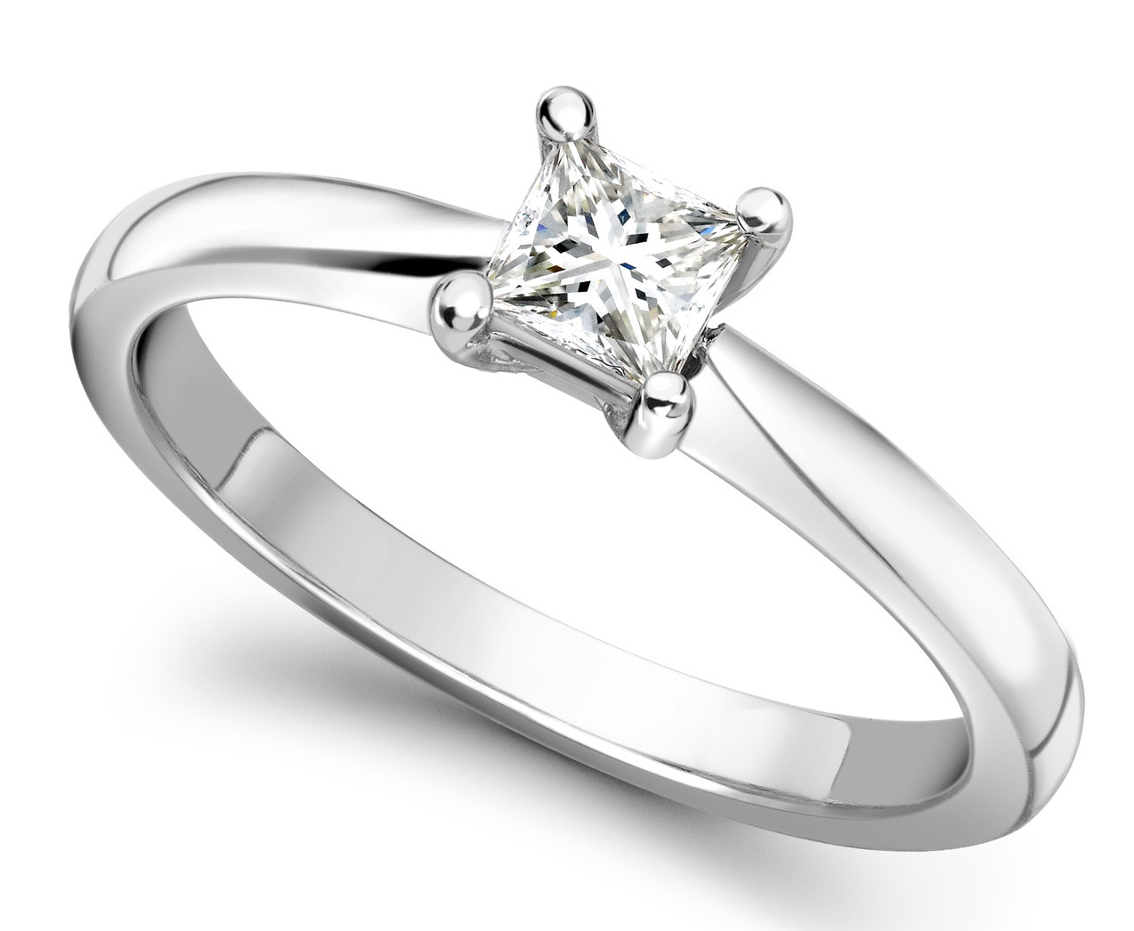 Princess Cut Four Claw White Gold Engagement Ring GRC502 Main Image