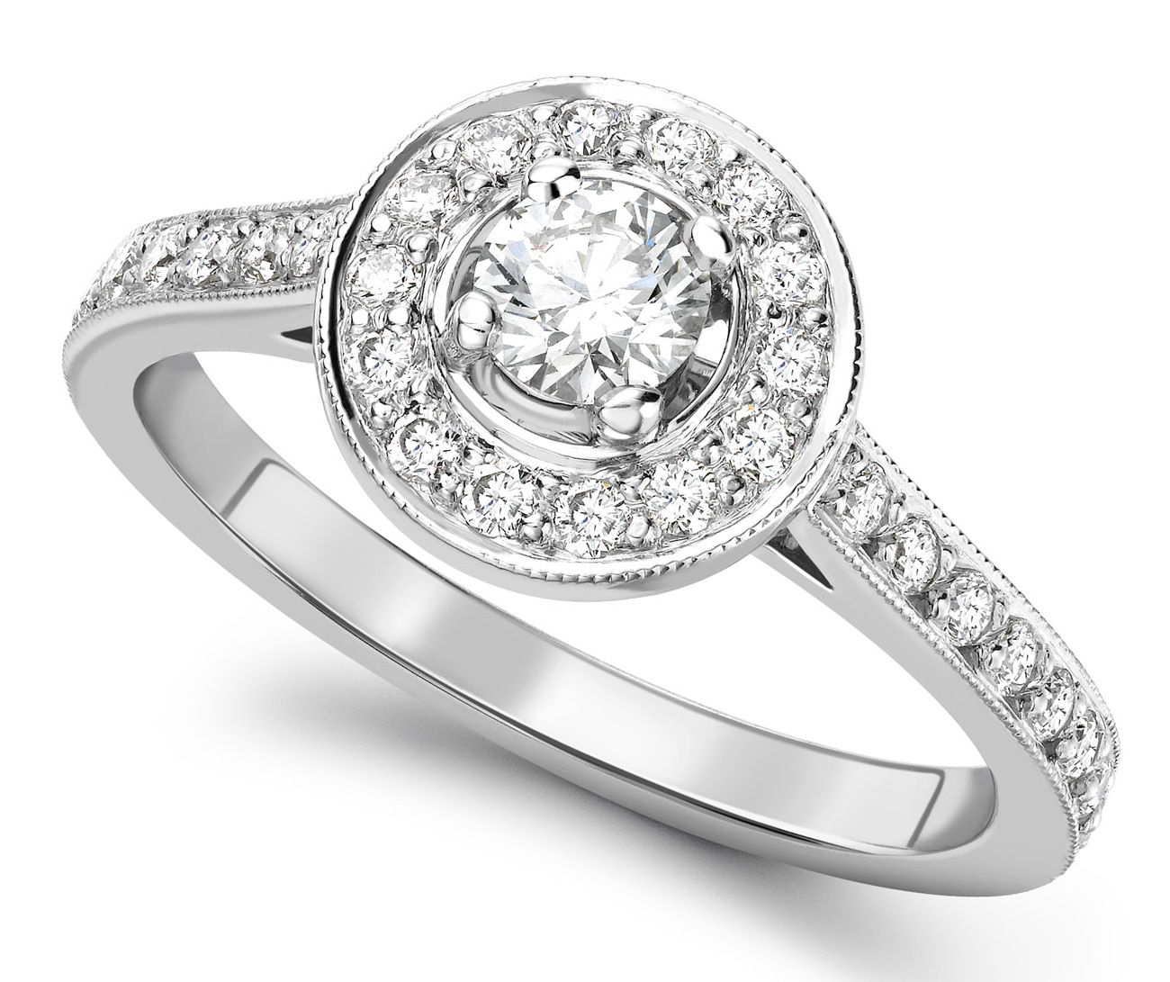 Round 0.25ct White Gold Halo Diamond Set Engagement Ring GRC639 Main Image