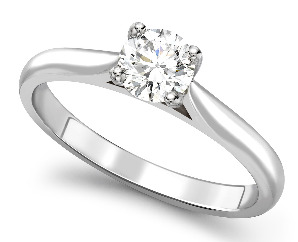 Round Four Claw White Gold Engagement Ring GRC680  Main Image