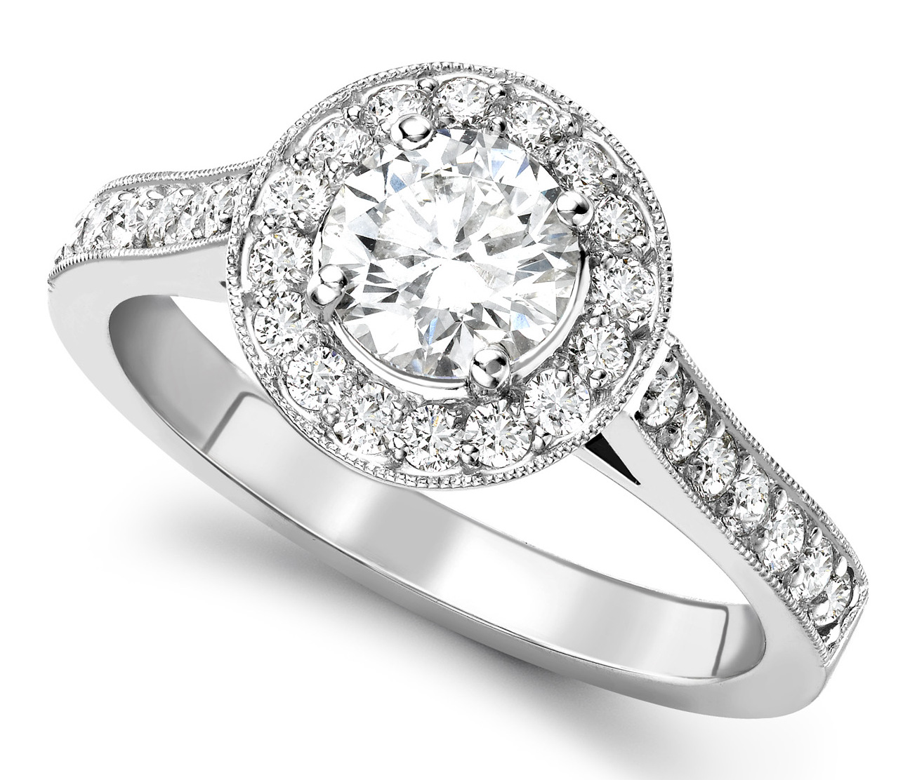 Round 0.70ct White Gold Halo Diamond Set Engagement Ring GRC681 Main Image