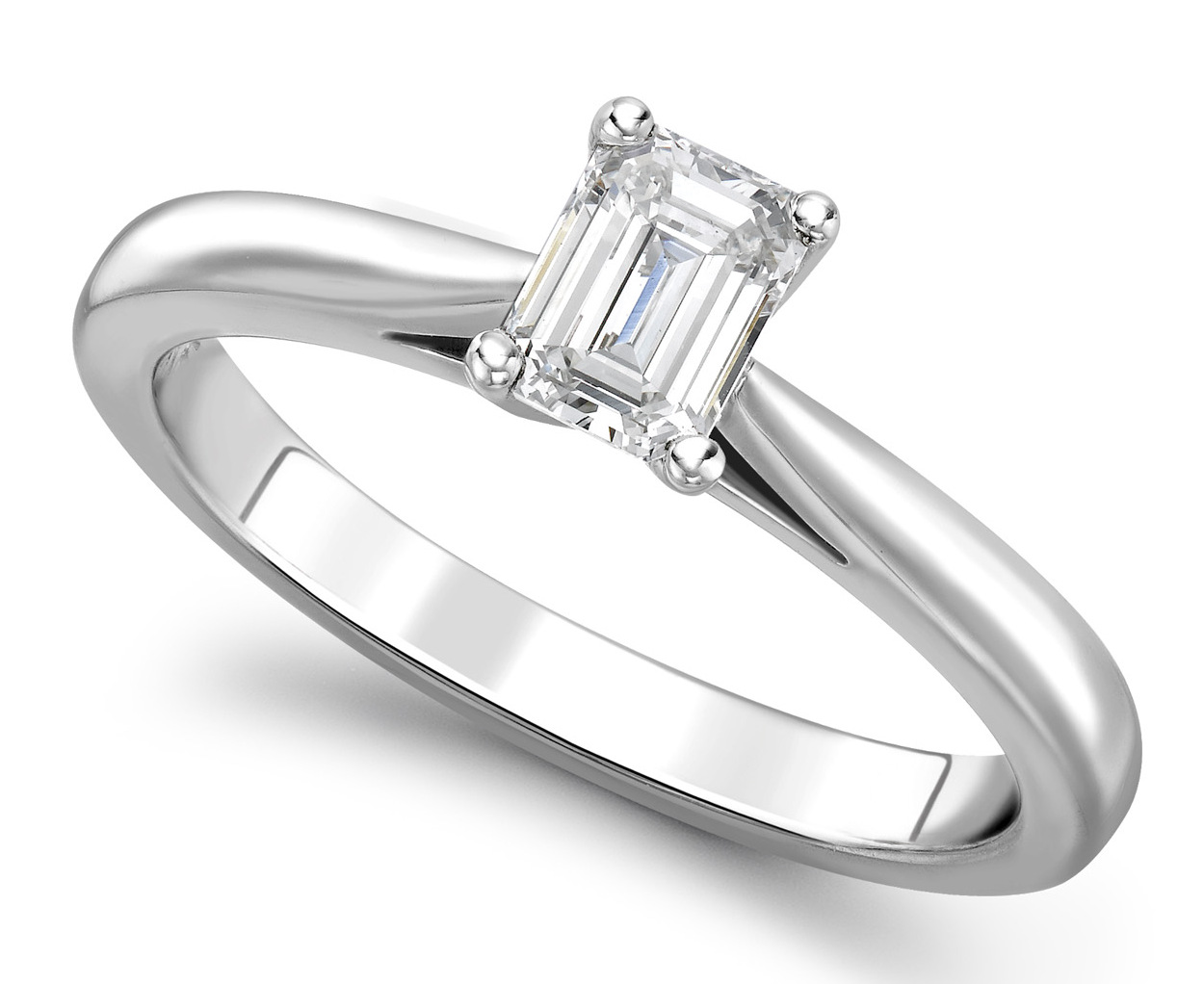 Emerald Cut White Gold Diamond Engagement Ring GRC688 Main Image