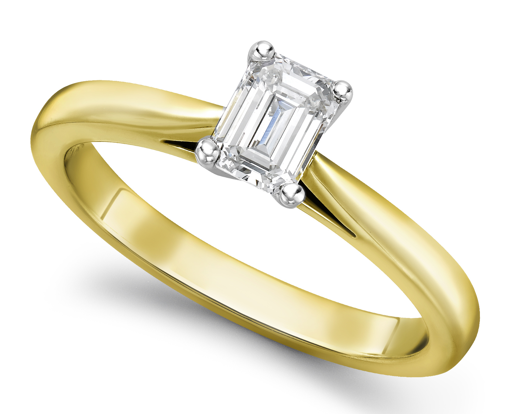 Emerald Cut Yellow Gold Diamond Engagement Ring GRC688YG Main Image