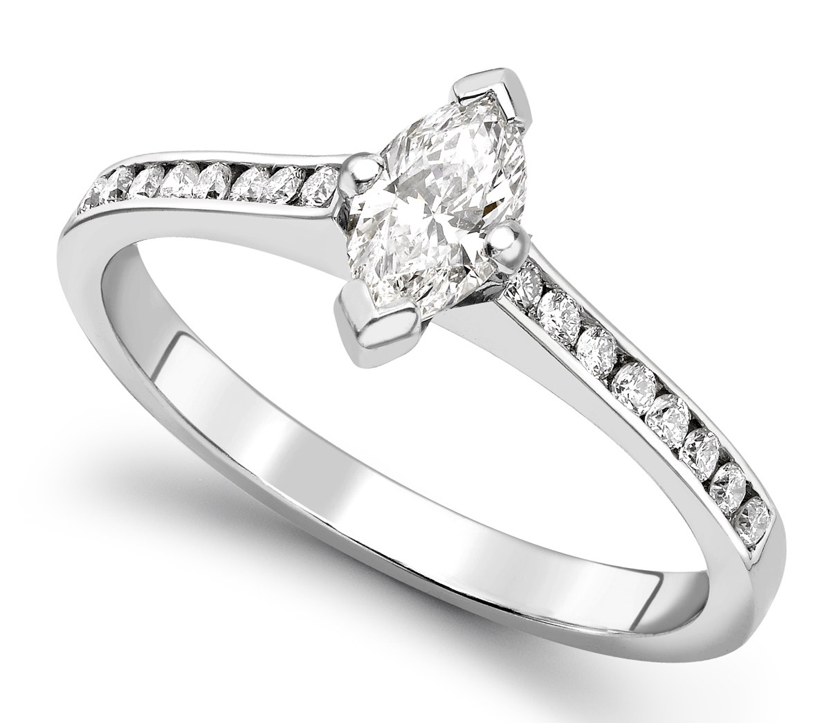 Marquise Cut Platinum Ring with Channel Set Shoulders GRC751PLT Main Image