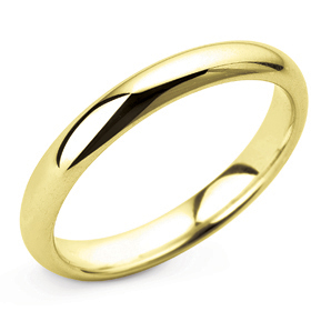 D Shape 3mm Yellow Gold Wedding Ring Main Image