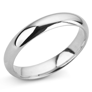 D Shape 4mm White Gold Wedding Ring Main Image