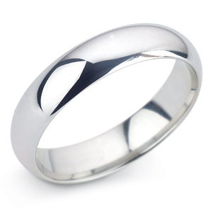 D Shape 5mm White Gold Wedding Ring Main Image