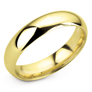D Shape 5mm Yellow Gold Wedding Ring