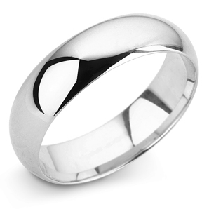 D Shape 6mm White Gold Wedding Ring Main Image