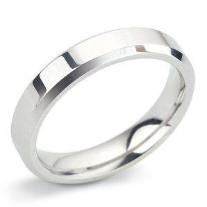 Bevelled Edge 4mm Platinum Wedding Ring