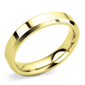 Bevelled Edge 4mm Yellow Gold Wedding Ring Main Image