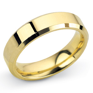 Bevelled Edge 5mm Yellow Gold Wedding Ring Main Image