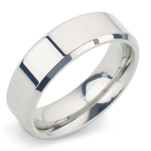 Bevelled Edge 6mm Platinum Wedding Ring Main Image