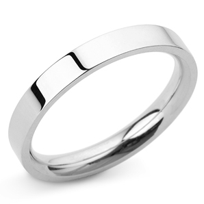 Flat Court 3mm White Gold Wedding Ring