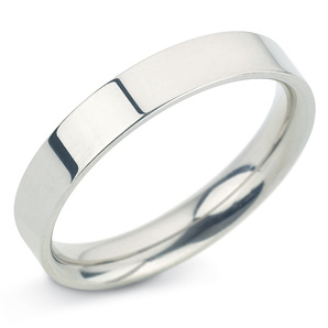 Flat Court 4mm White Gold Wedding Ring Main Image
