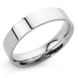 Flat Court 5mm White Gold Wedding Ring Main Image