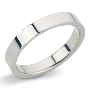 Flat 3mm White Gold Wedding Ring Main Image
