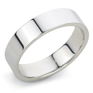 Flat 5mm White Gold Wedding Ring Main Image