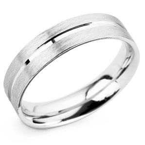 Grooved 5mm White Gold Wedding Ring Main Image