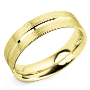 Grooved 6mm Yellow Gold Wedding Ring Main Image