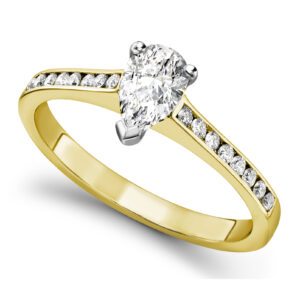 Pear Shape 3 Claw Diamond Yellow Gold Engagement Ring