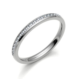 2mm Court Half Channel Set Diamond Wedding Ring in 18ct White Gold – Polished Detail Close-Up