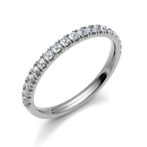 2mm Court Micro Pavé Diamond Wedding Ring in 18ct White Gold – Sparkling Half-Eternity Detail