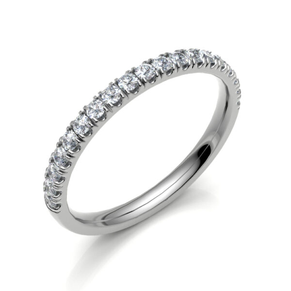 2mm Court Micro Pavé Diamond Wedding Ring in 18ct White Gold – Sparkling Half-Eternity Detail