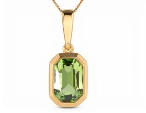 Green tourmaline pendant in yellow gold – October birthstone jewellery