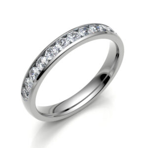 3mm channel set round diamond half eternity court wedding ring in platinum.